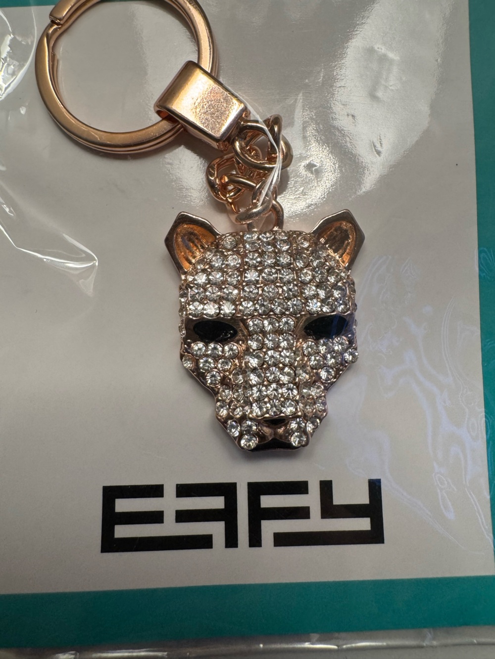 Effy Rose Gold Rhinestone Panther Keychain